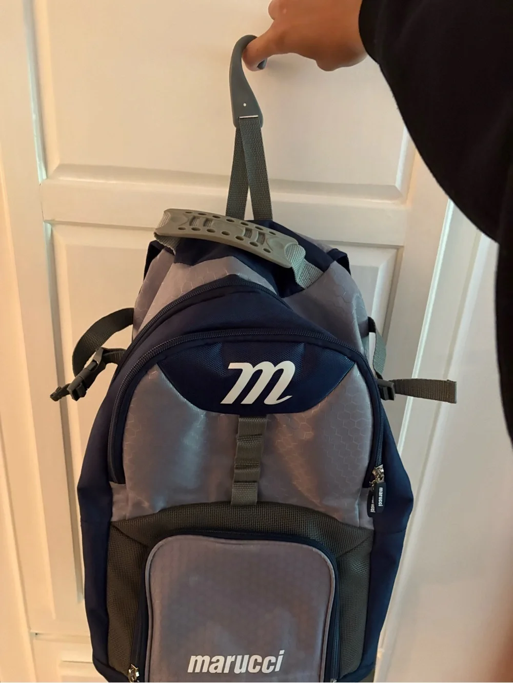 Marci Navy and Gray Baseball Backpack